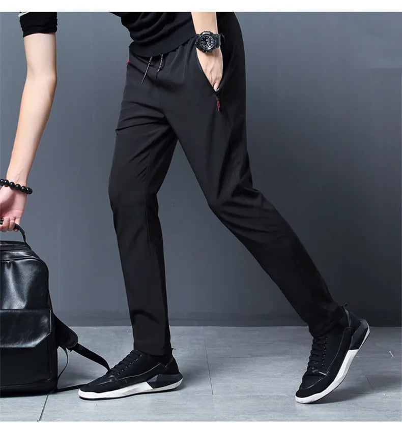 Men's Ice Silk, Quick Drying, Casual Pants, Slim Fit