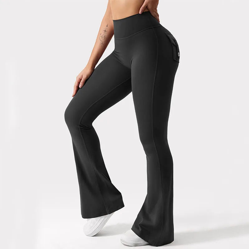 Women Wide Leg High Stretch Fitness Workwear with pockets