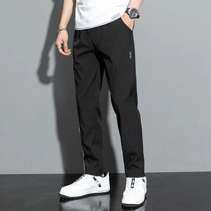 Men's Ice Silk, Quick Drying, Casual Pants, Slim Fit