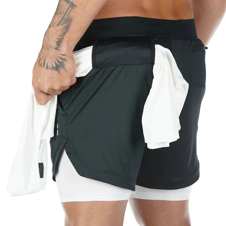 Men Gym Sports Shorts 2 In 1 Quick Dry