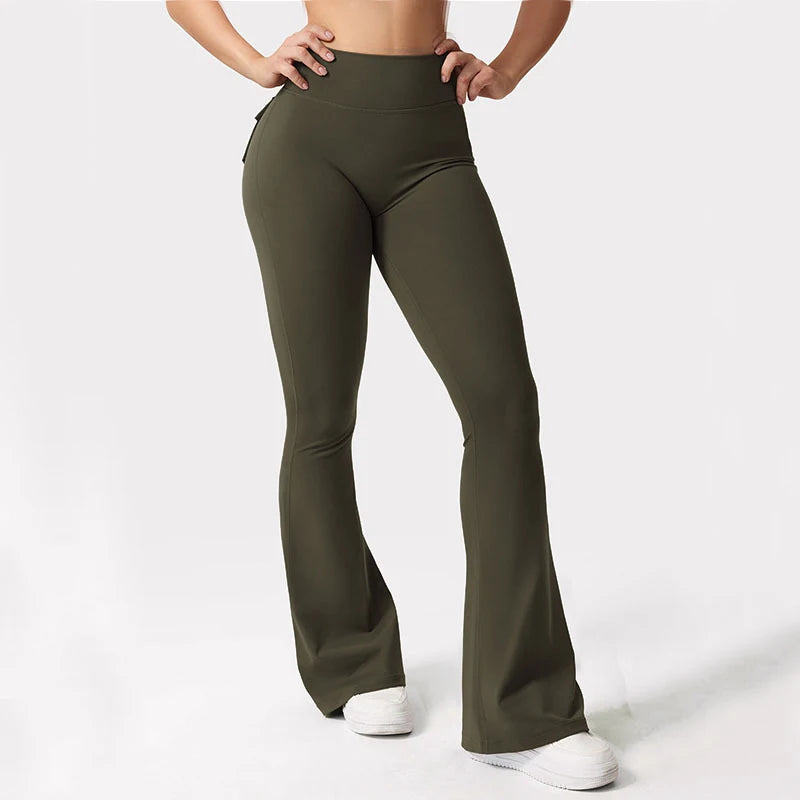 Women Wide Leg High Stretch Fitness Workwear with pockets