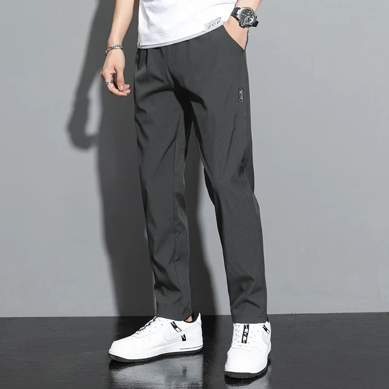 Men's Ice Silk, Quick Drying, Casual Pants, Slim Fit